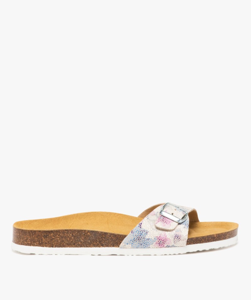 Mules femme plates à bride à motifs effet mosaïque
